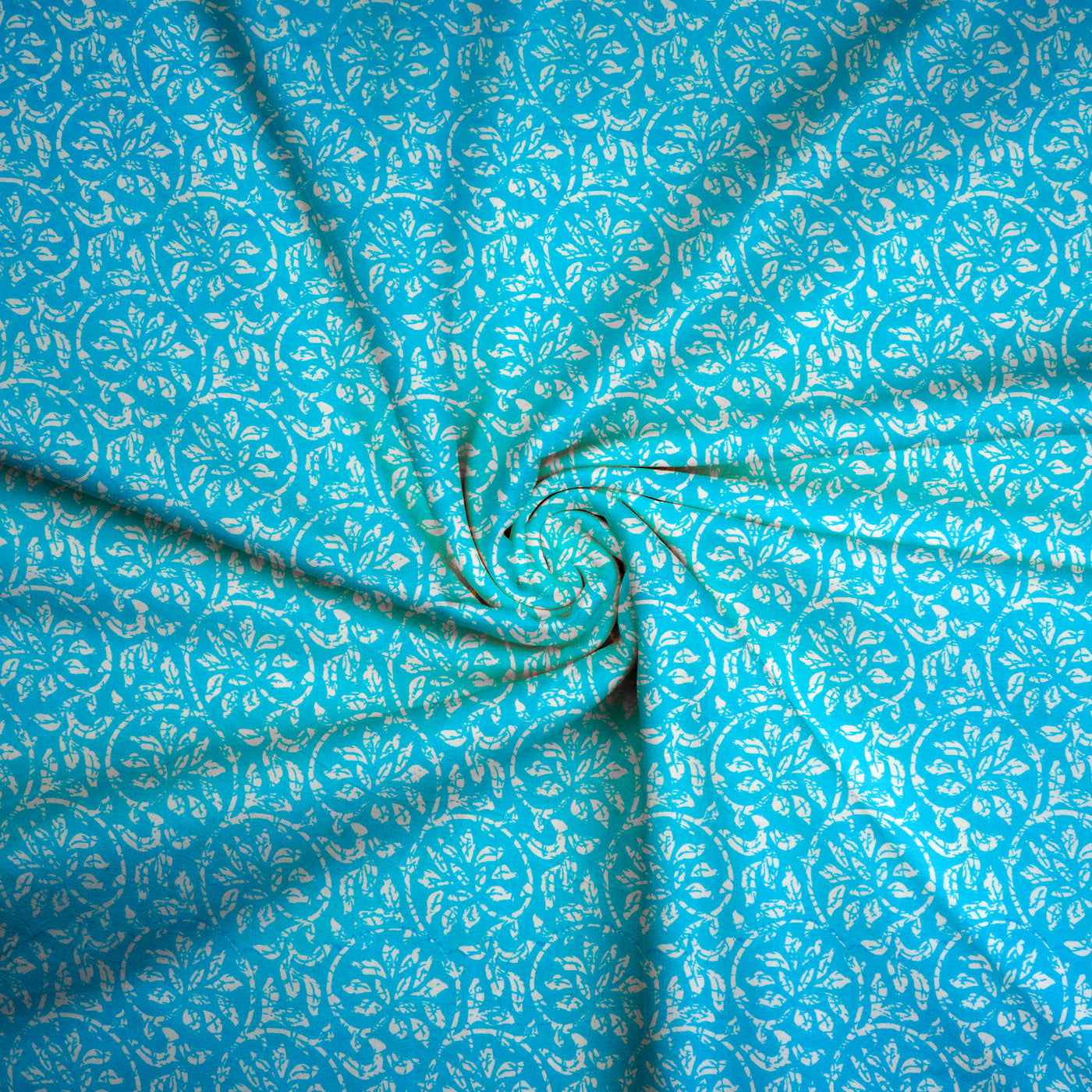 Sky Blue Traditional Pure Cotton Printed Unstitched Fabric