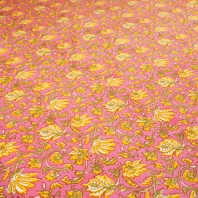 Yellow Multicolour Floral Pure Cotton Printed Unstitched Fabric