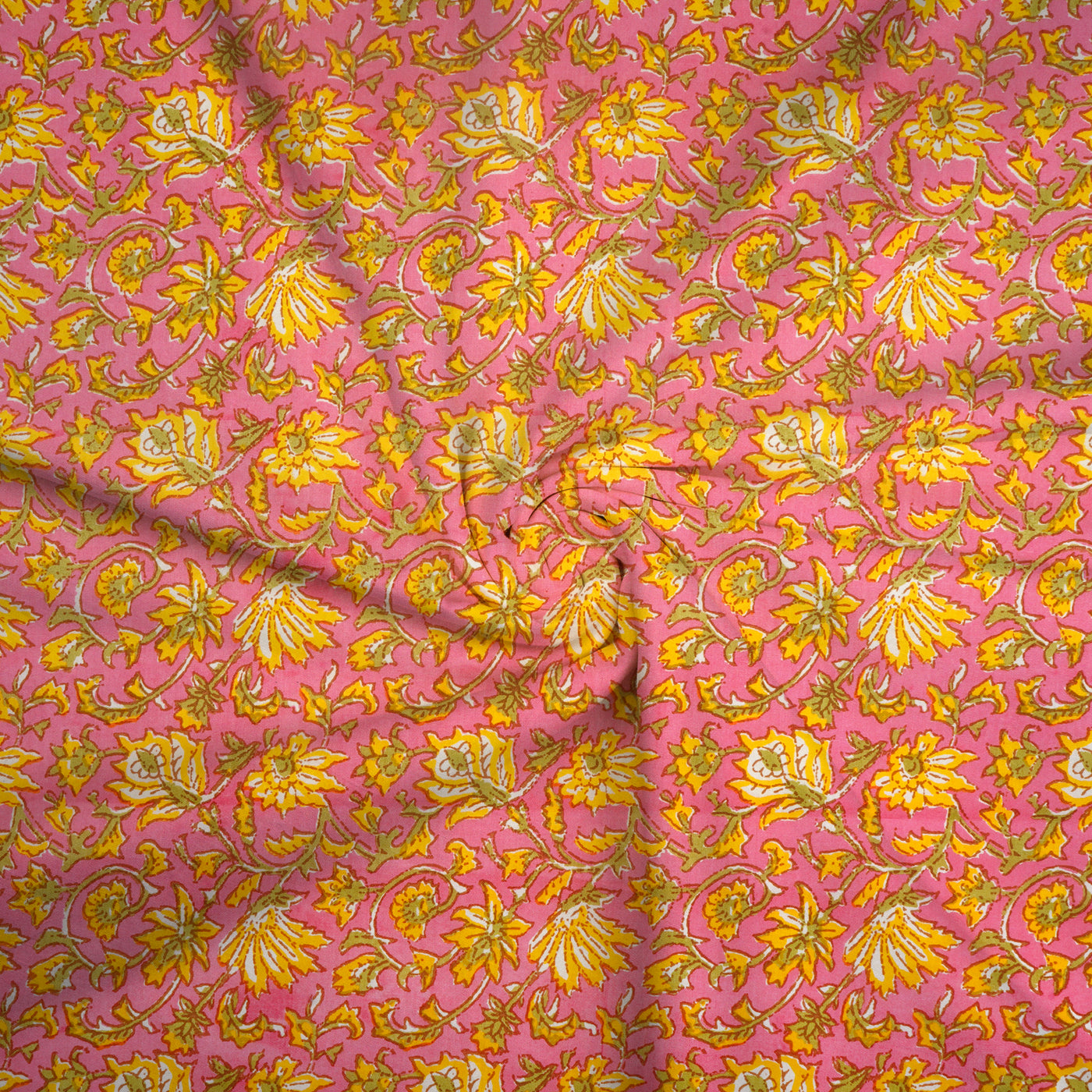 Yellow Multicolour Floral Pure Cotton Printed Unstitched Fabric