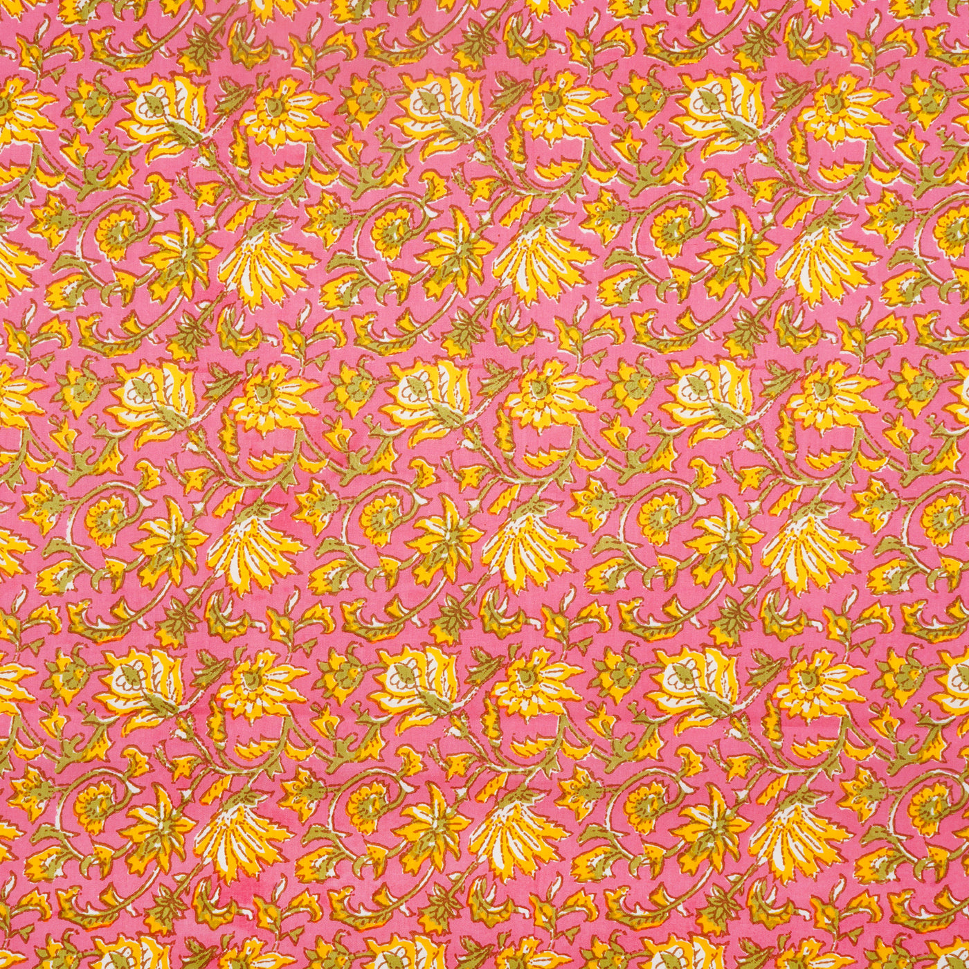 Yellow Multicolour Floral Pure Cotton Printed Unstitched Fabric