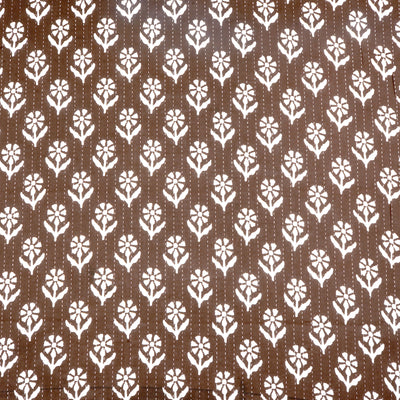 Brown Floral Pure Cotton Printed Unstitched Fabric