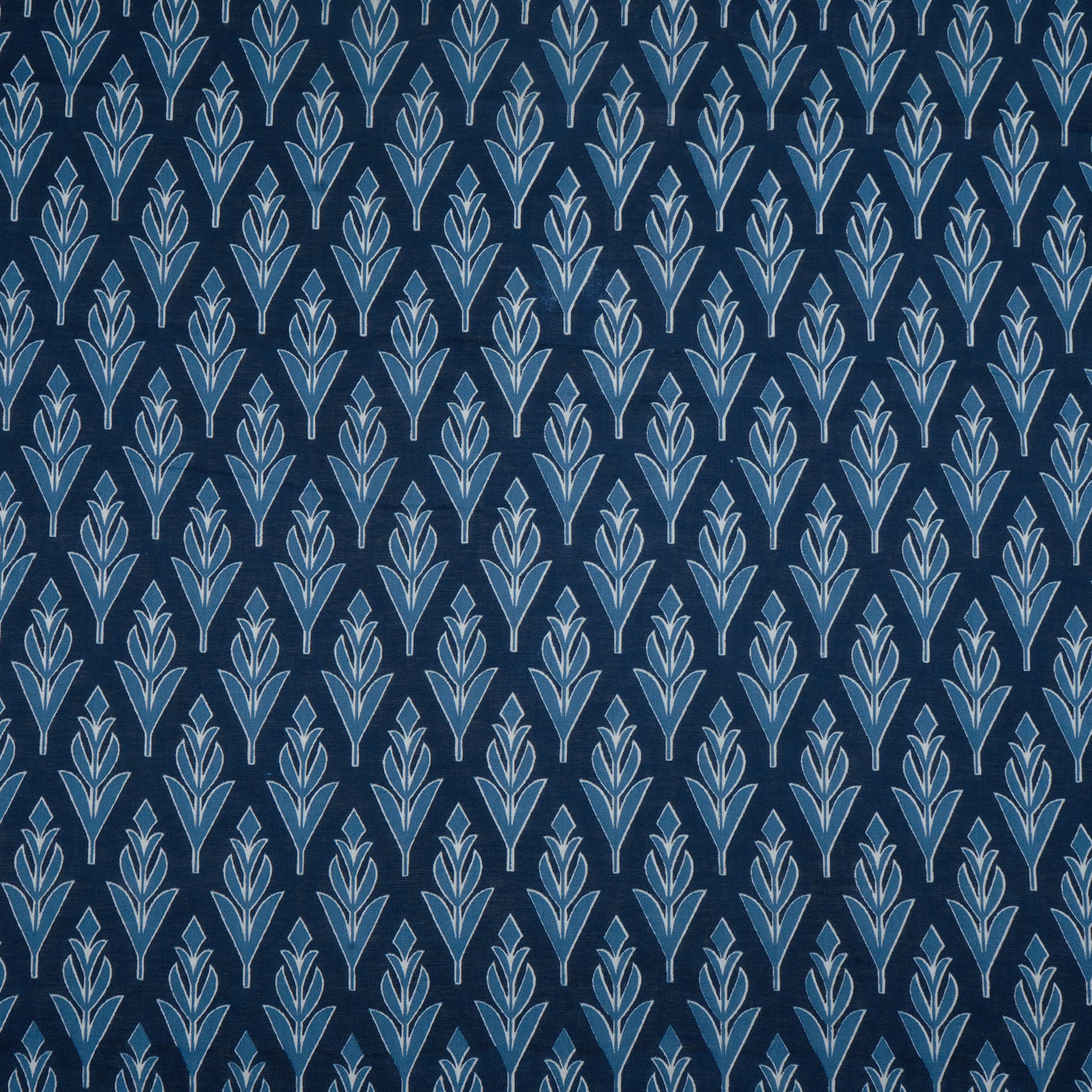 Navy Blue Motifs Pure Cotton Printed Unstitched Fabric