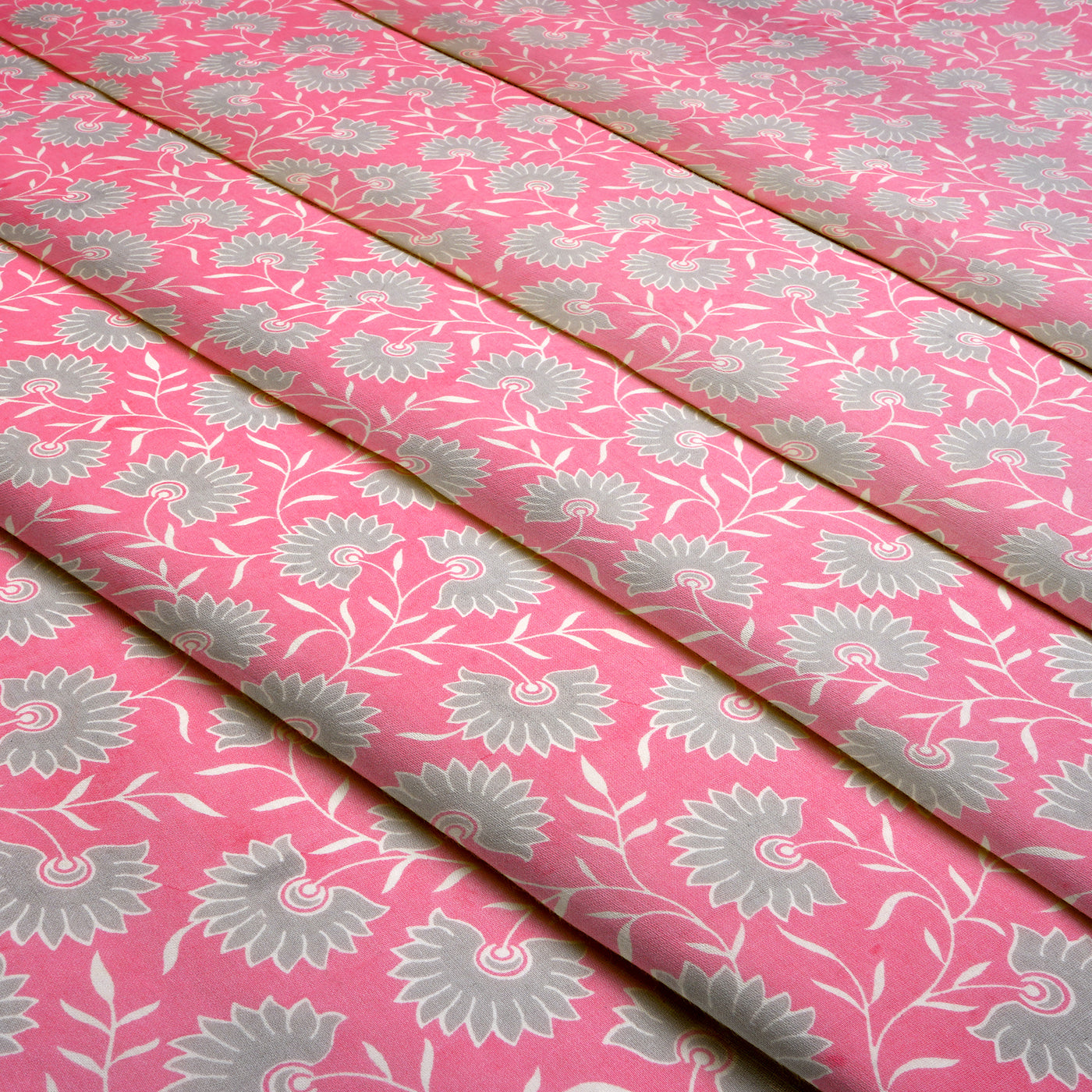 Light Pink Floral Pure Cotton Printed Unstitched Fabric