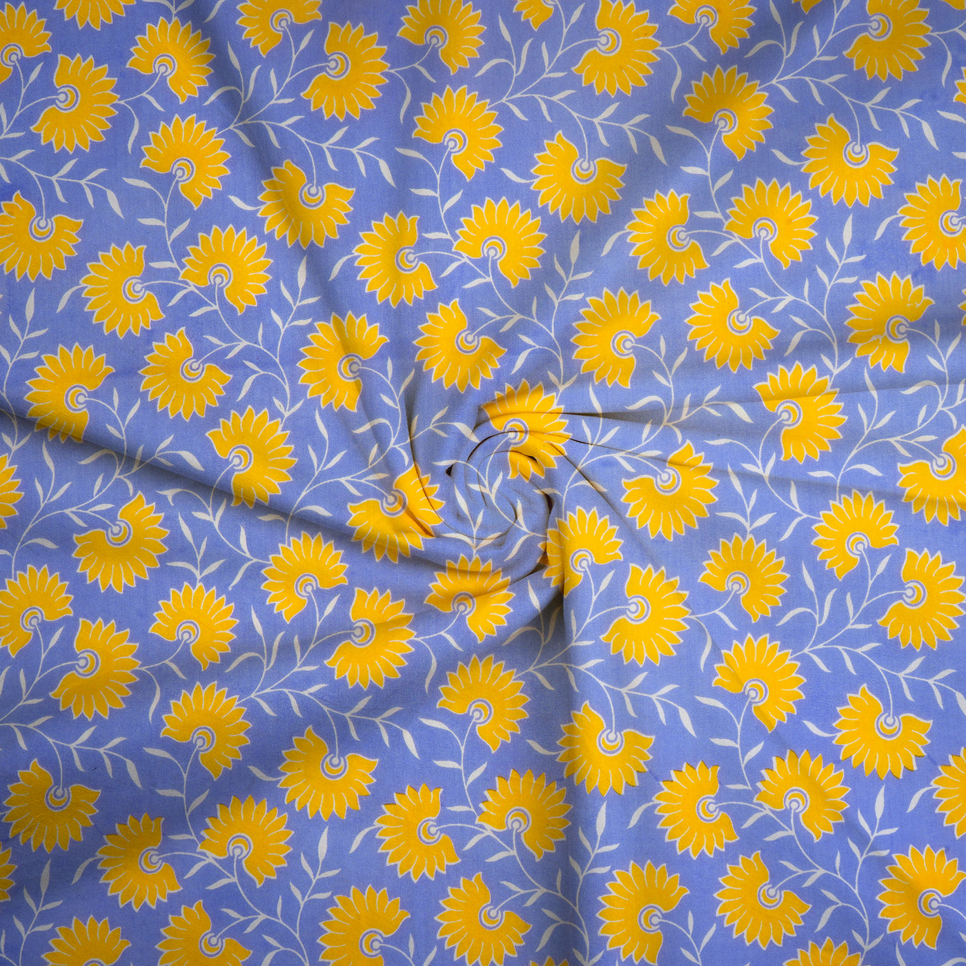 Light Purple & Yellow Motifs Pure Cotton Printed Unstitched Fabric