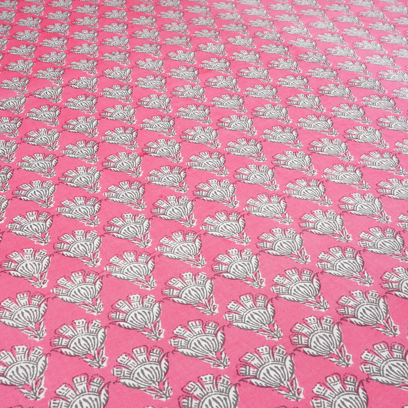 Pink Motifs Pure Cotton Printed Unstitched Fabric