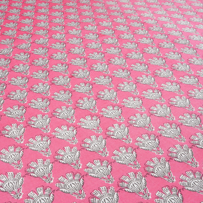 Pink Motifs Pure Cotton Printed Unstitched Fabric