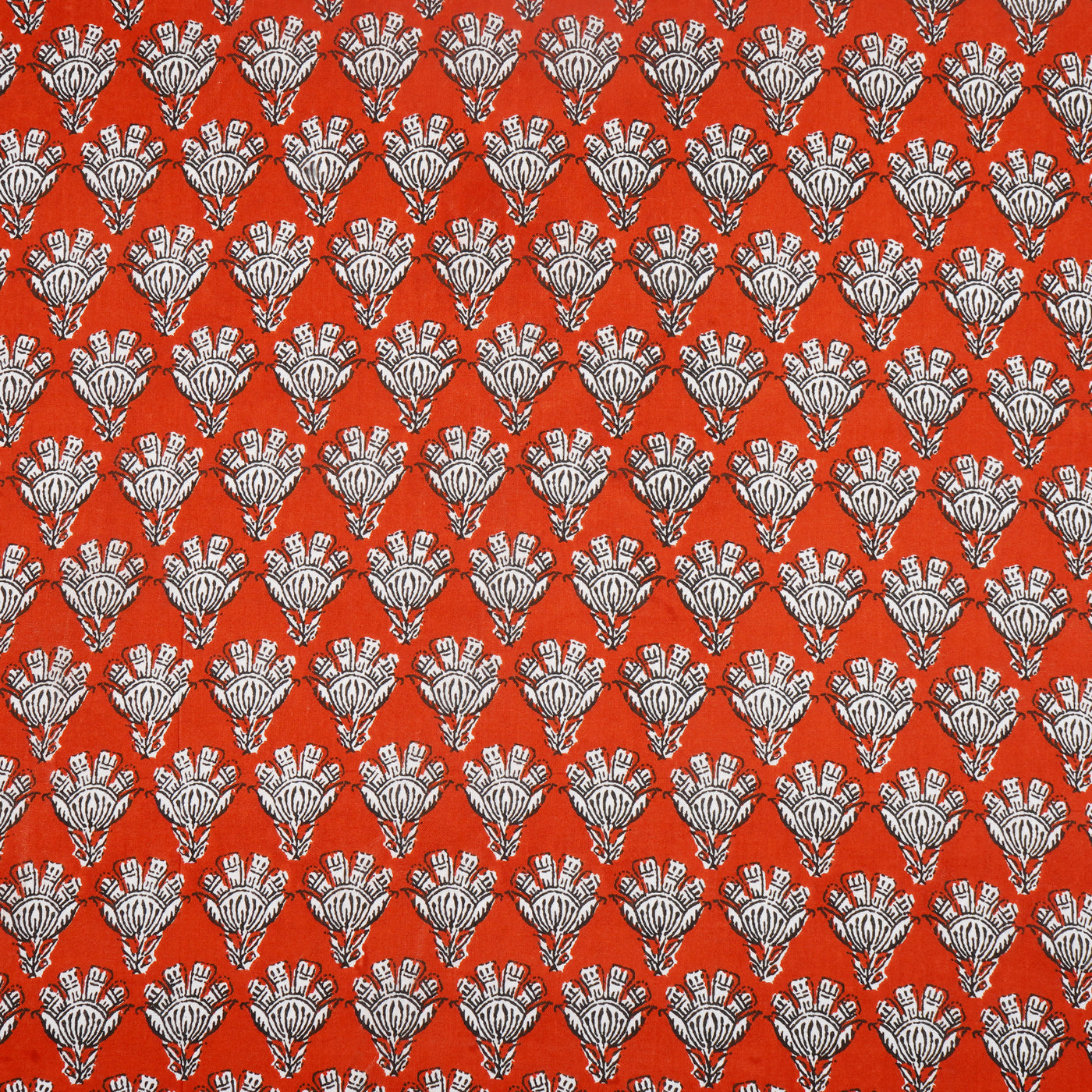 Orange Floral Pure Cotton Printed Unstitched Fabric