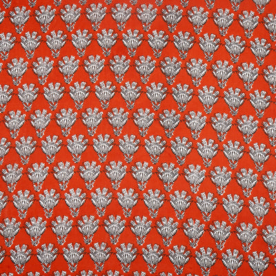 Orange Floral Pure Cotton Printed Unstitched Fabric