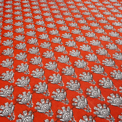 Orange Floral Pure Cotton Printed Unstitched Fabric