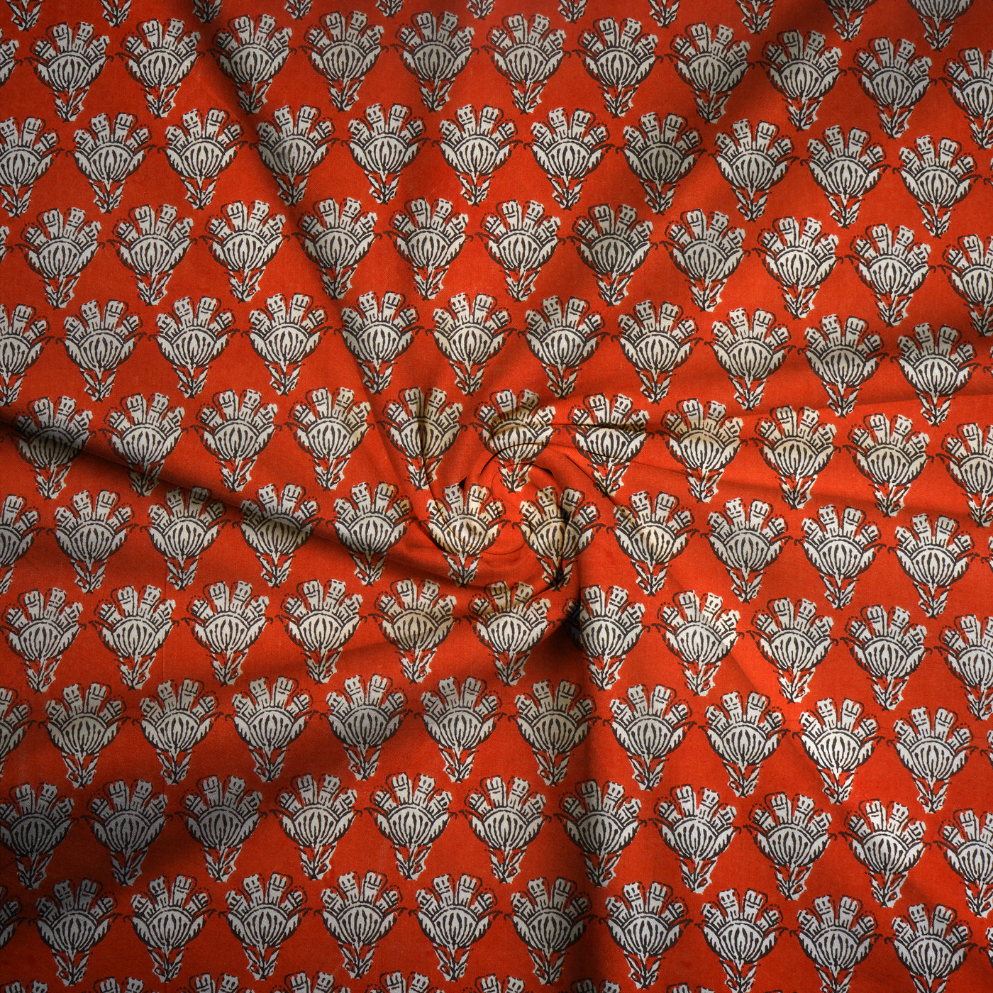 Orange Floral Pure Cotton Printed Unstitched Fabric