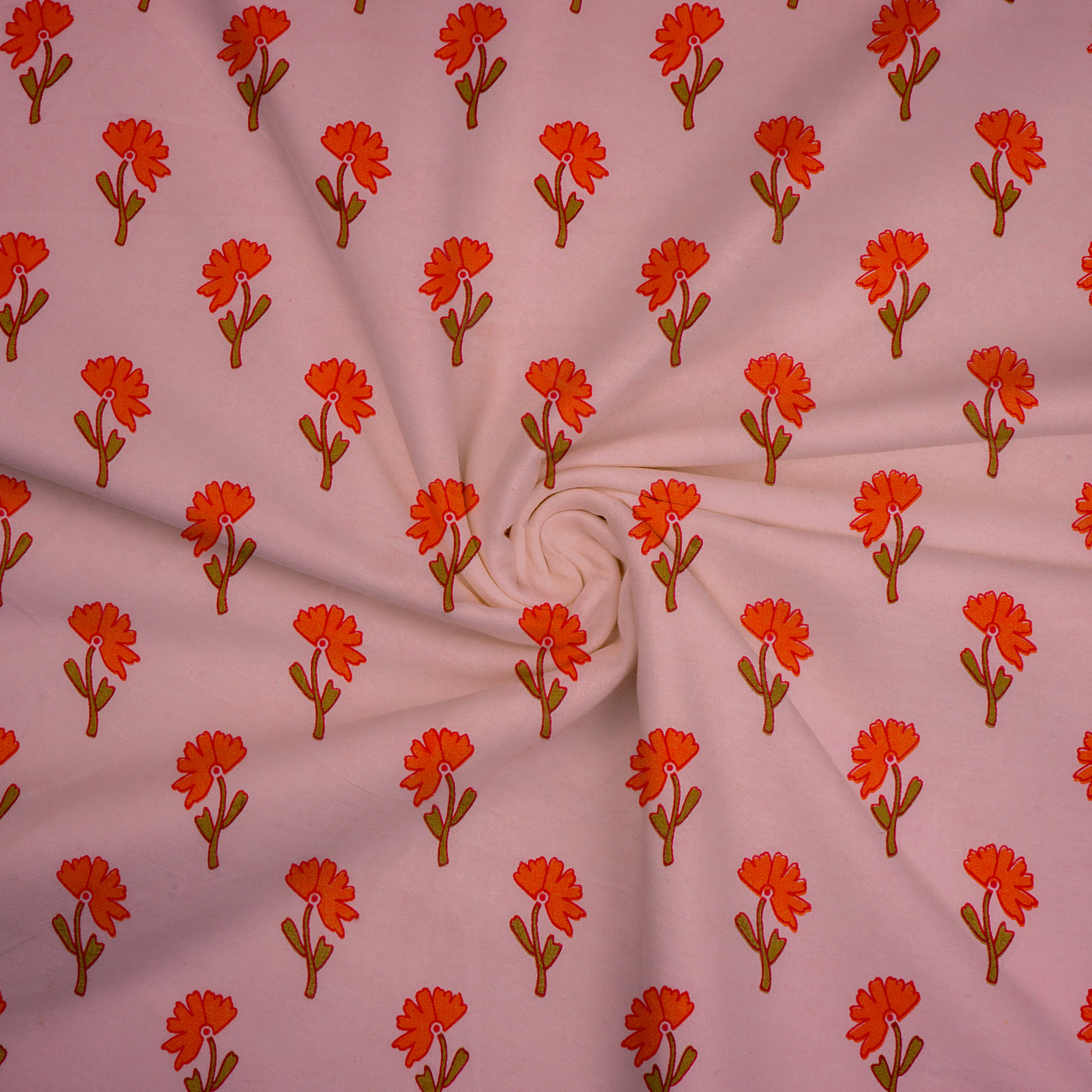 Light Pink Floral Dyed and Printed Pure Cotton Unstitched Fabric