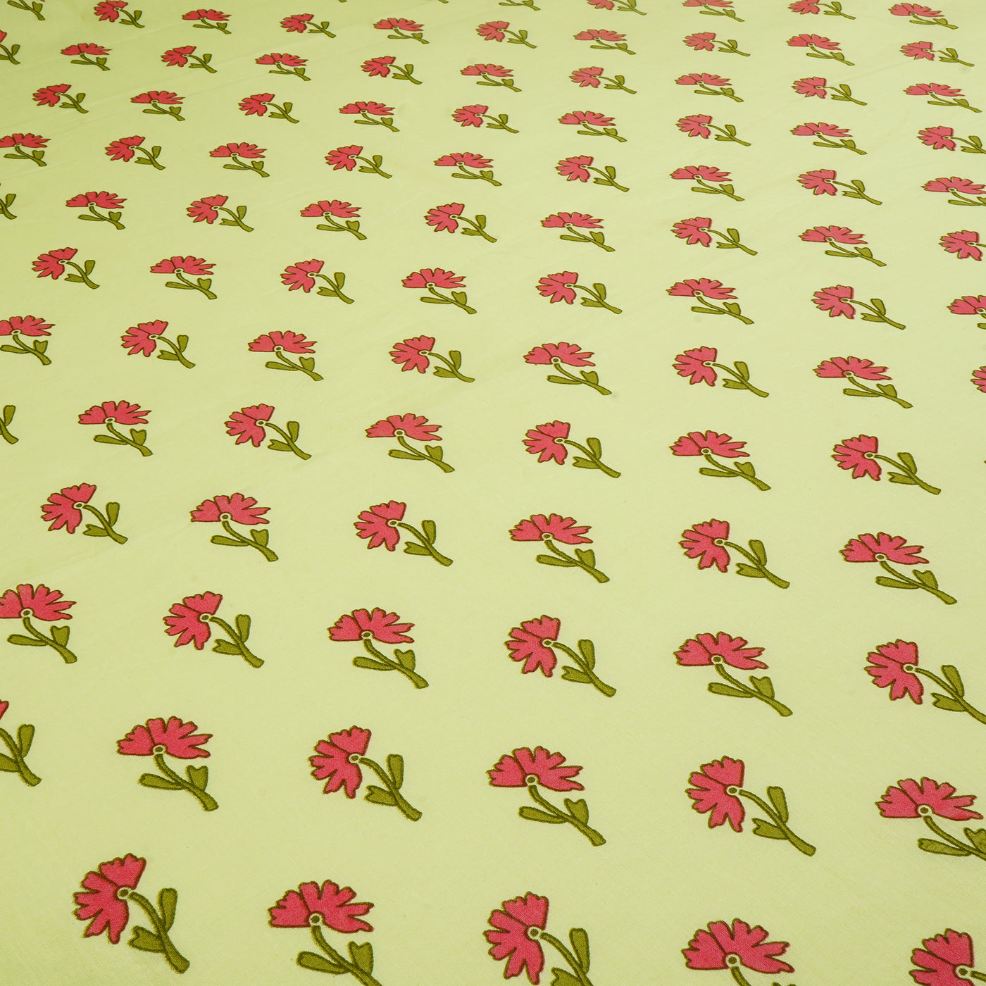 Pista Green Floral Dyed and Printed Pure Cotton Unstitched Fabric