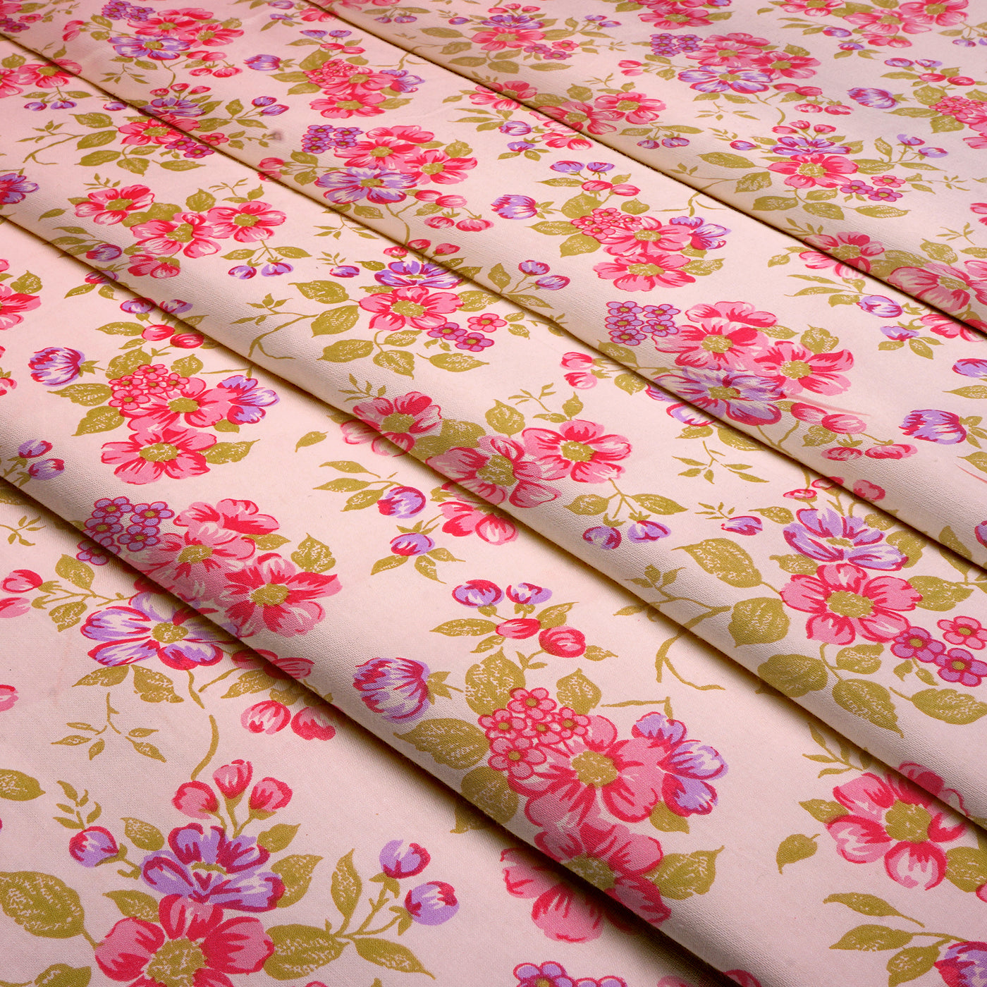 Multicolor Floral Dyed and Printed Pure Cotton Unstitched Fabric