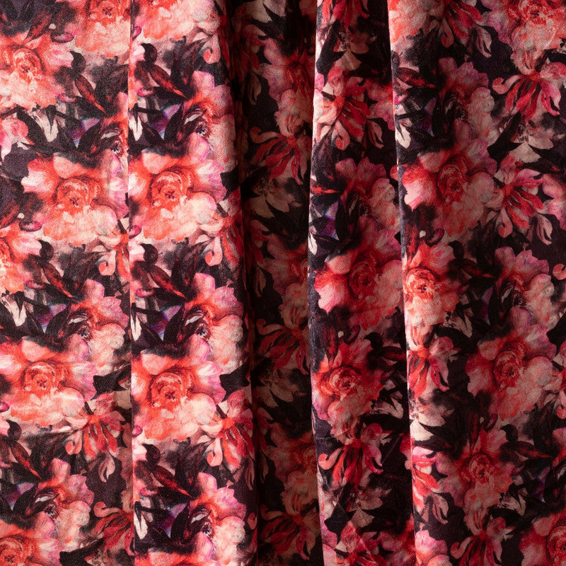 Multicolor Floral Velvet Printed Fabric