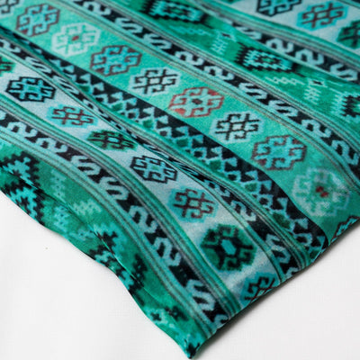 Teal Traditional Viscose Silk Printed Fabric