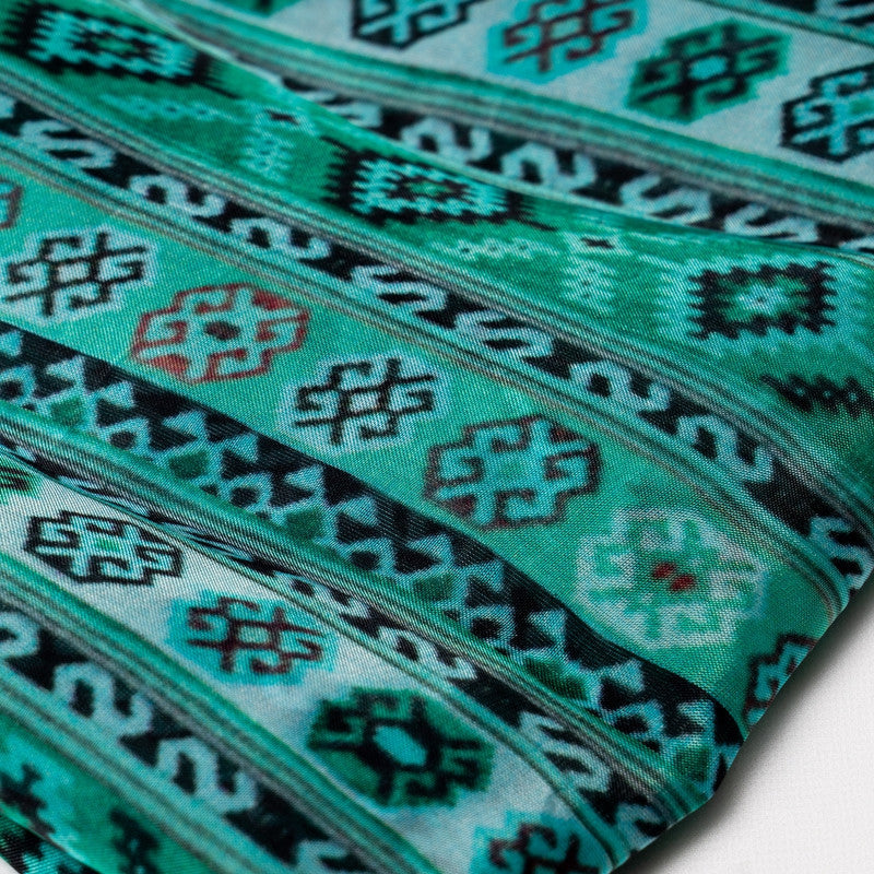 Teal Traditional Viscose Silk Printed Fabric