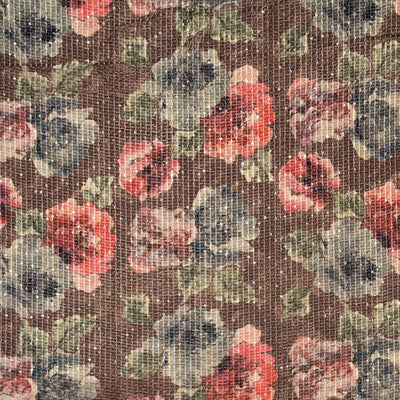 Brown Floral Print Sequins Embroidered Velvet Fabric