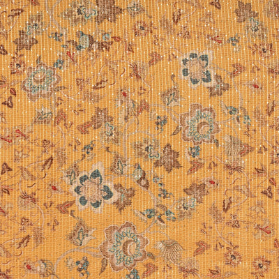 Mustard Floral Print Sequins Embroidered Velvet Fabric