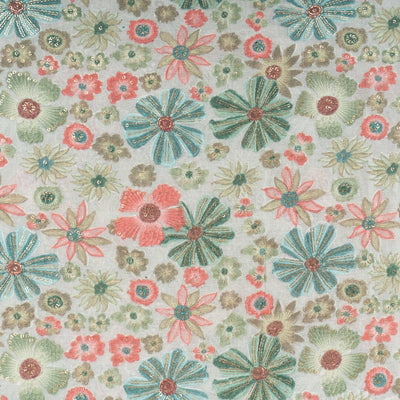 Multicolor Floral Printed Pure Viscose Chinon Fabric