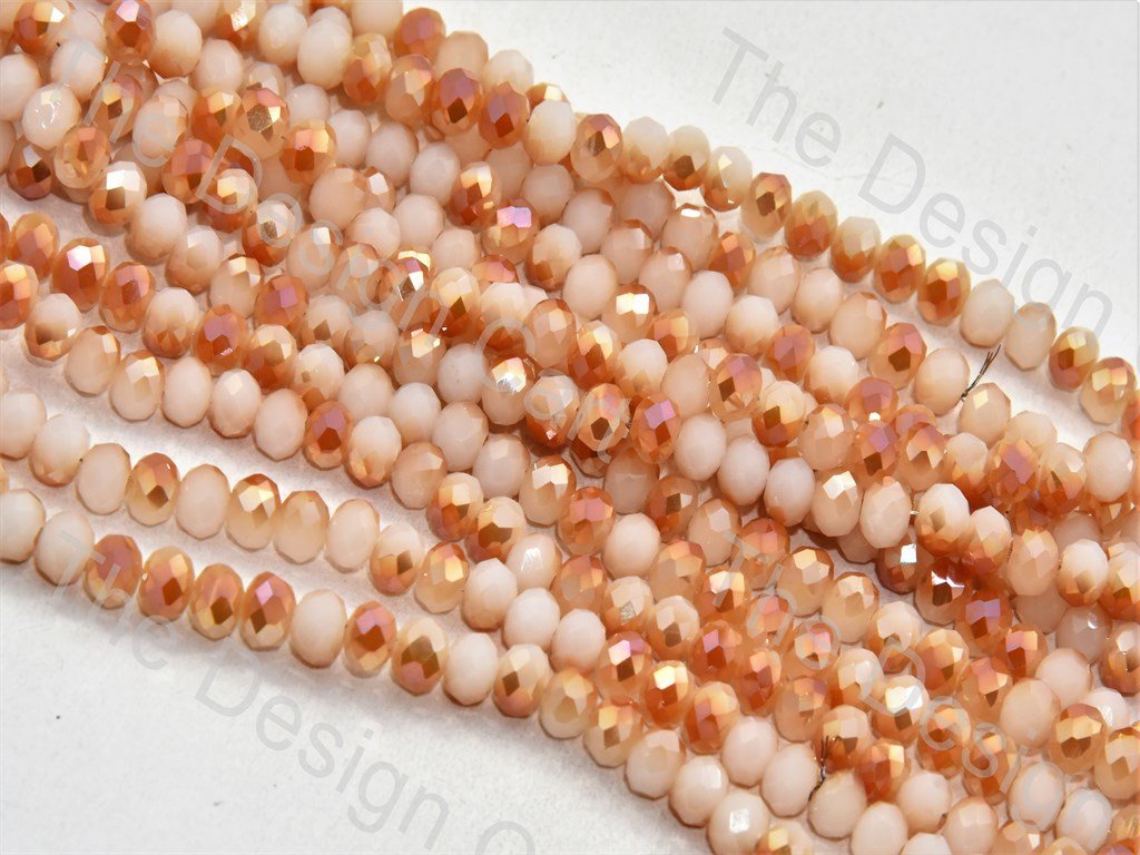 Cream Brown Golden Dual Tone Tyre / Rondelle Shaped Crystal Bead (421738446882)