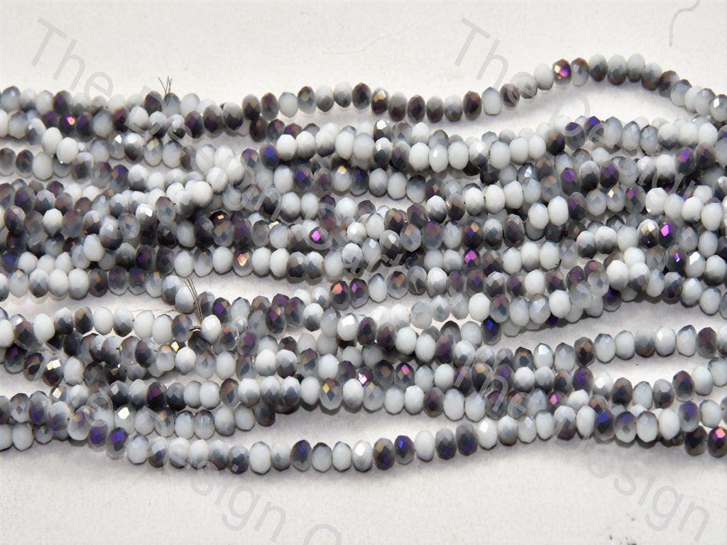 White Black Purple Dual Tone Tyre / Rondelle Shaped Crystal Bead (421738545186)