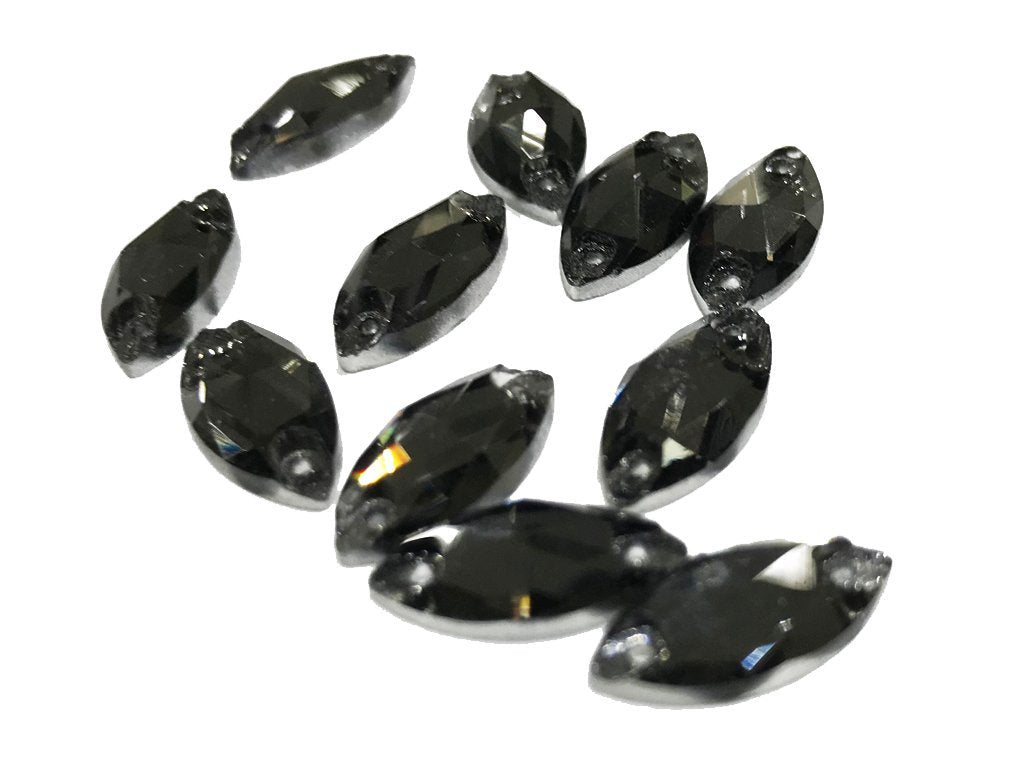 Dark Gray Eye Glass Stones (15x7 mm) (Wholesale)
