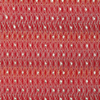 Red Geometric Embroidered Chanderi Fabric