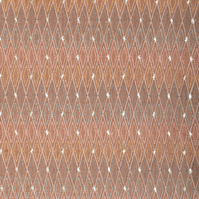 Peach Geometric Embroidered Chanderi Fabric