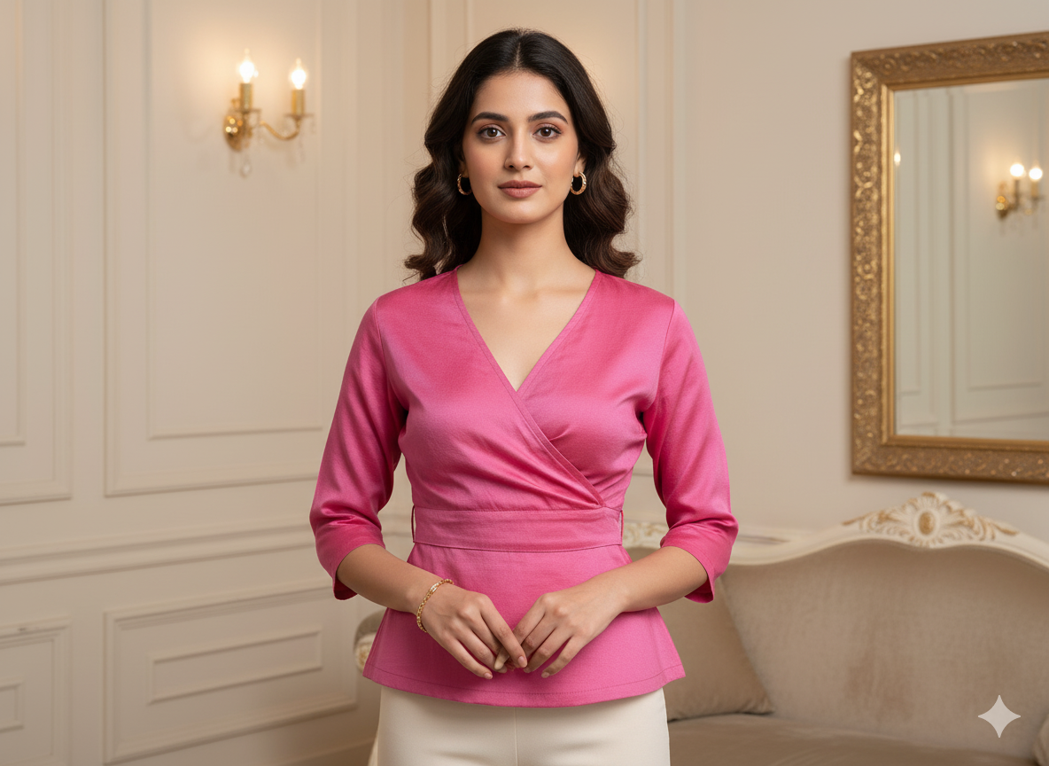 सैल्मन गुलाबी सादा शुद्ध विस्कोस गाजी रेशम कपड़ा