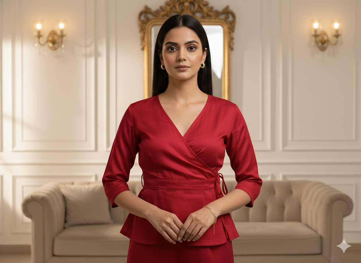 लाल सादा शुद्ध विस्कोस गाजी सिल्क कपड़ा