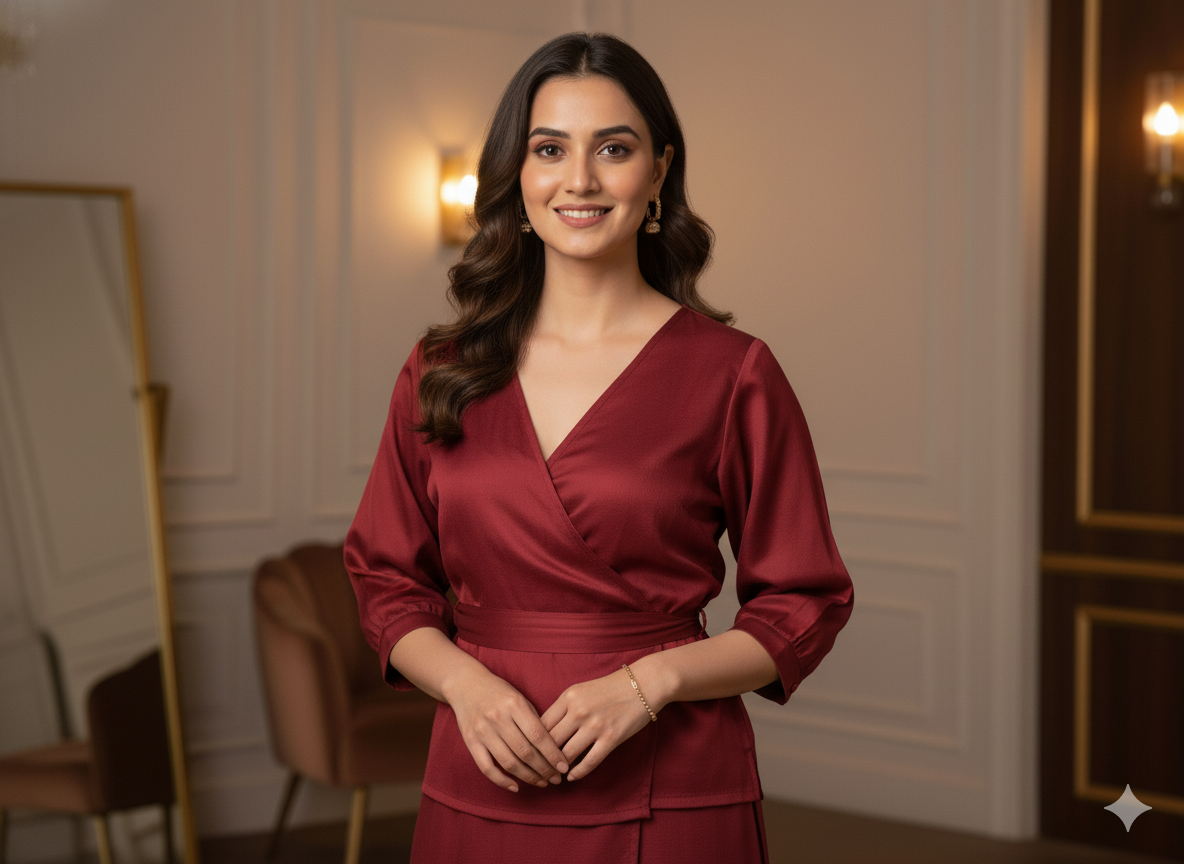 मैरून सादा शुद्ध विस्कोस गाजी सिल्क कपड़ा