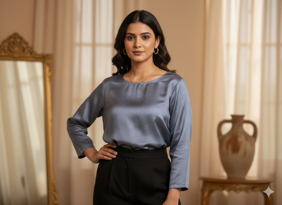 ग्रे सादा शुद्ध विस्कोस गाजी सिल्क कपड़ा