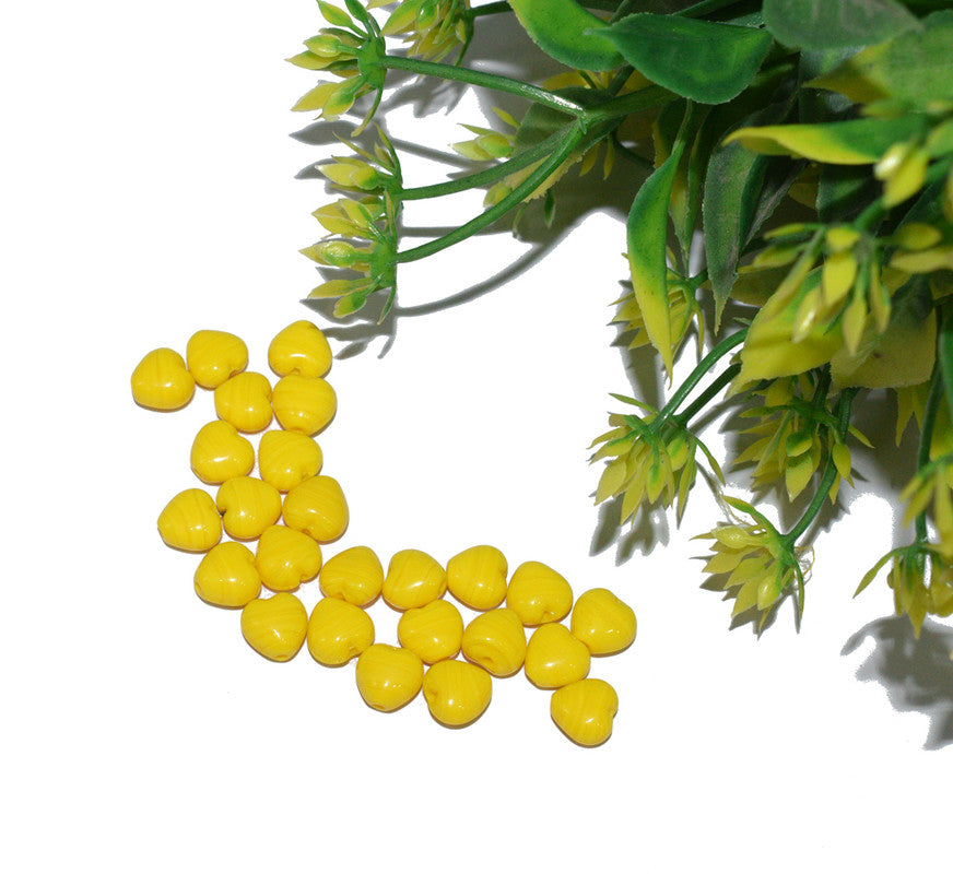 Yellow Heart Handmade Glass Beads