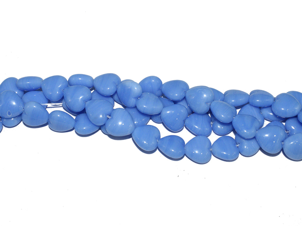 Sky Blue Heart Handmade Glass Beads