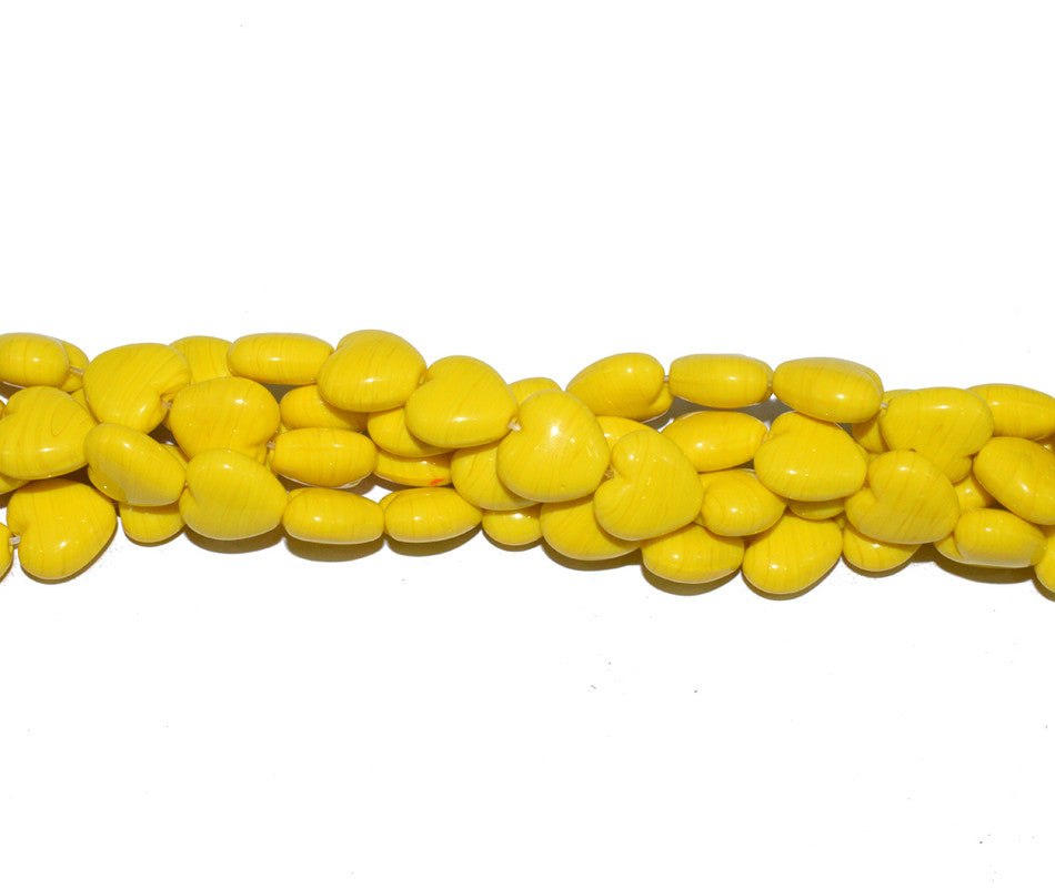 Yellow Heart Handmade Glass Beads