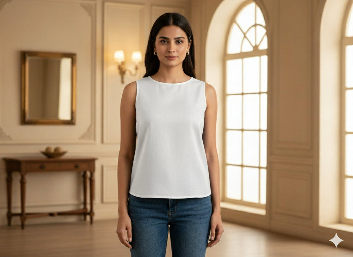 सफ़ेद सादा टेस्ला प्रीमियम कॉटन फ़ैब्रिक