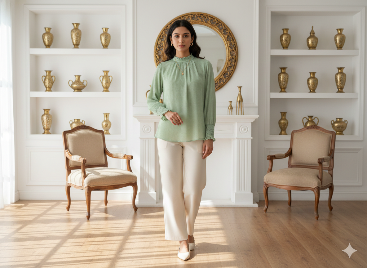 हल्का हरा सादा 60 ग्राम जॉर्जेट कपड़ा