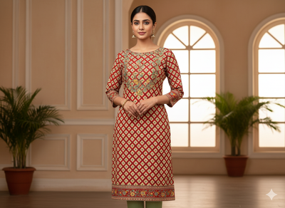 Red Diamond Digitally Printed Butter Crepe Fabric