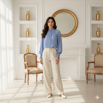 अधिकतम नीला सादा 60 ग्राम जॉर्जेट कपड़ा