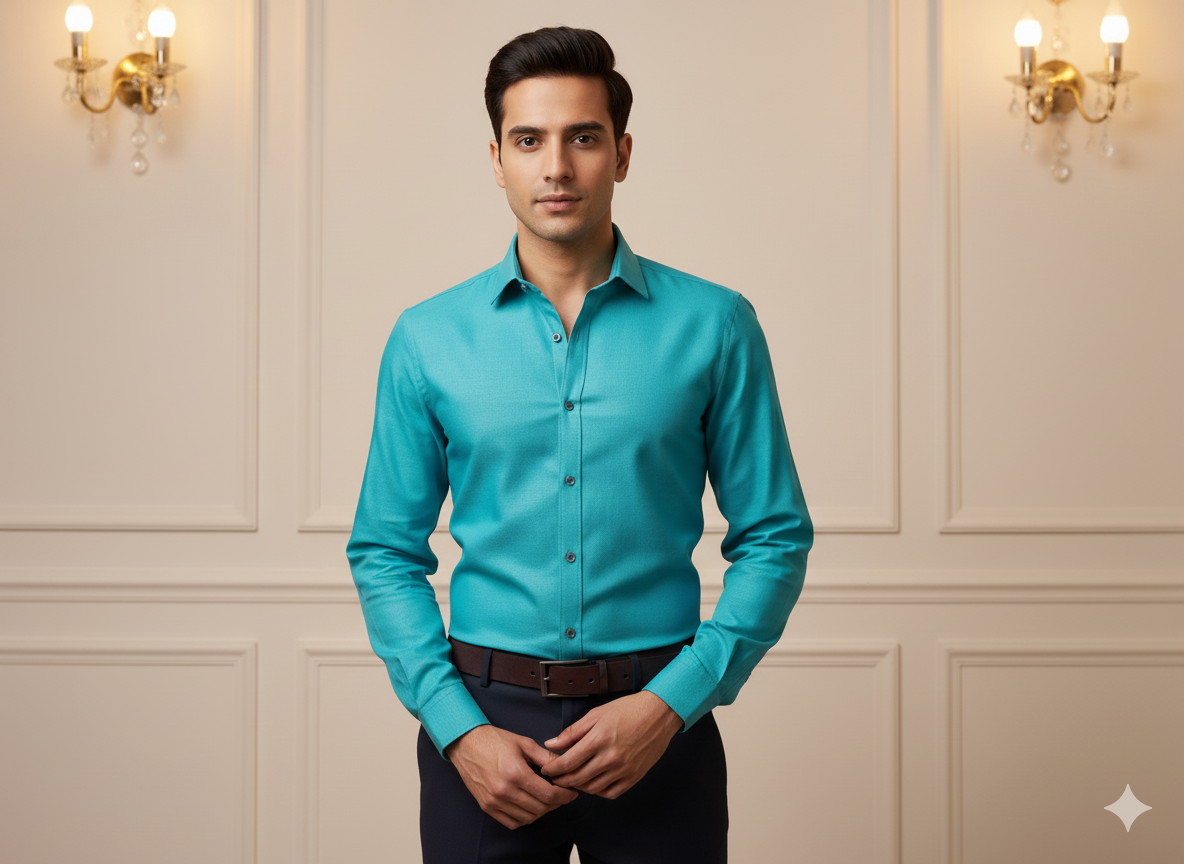 हल्का नीला ग्लेज़ कॉटन फ़ैब्रिक