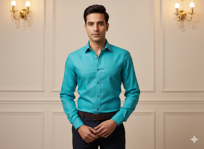 हल्का नीला ग्लेज़ कॉटन फ़ैब्रिक