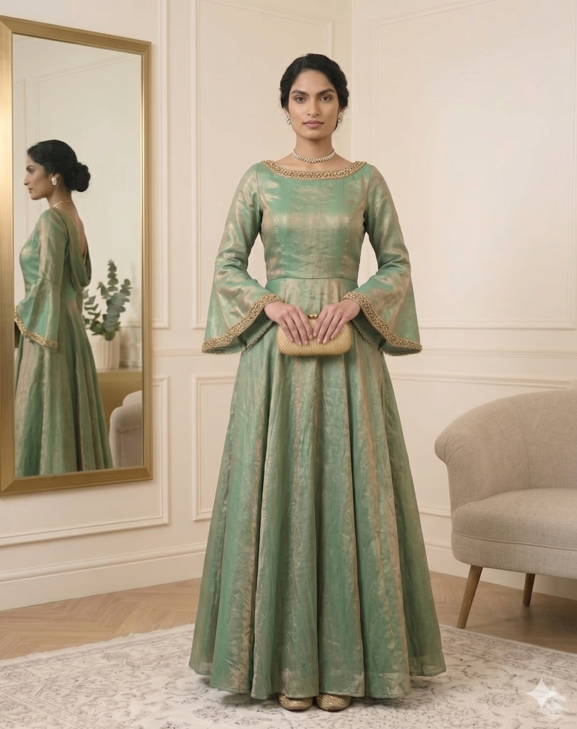 Sage Green Plain Dyed Fendi Silk Fabric (Wholesale) Sage Green Plain Dyed Fendi Silk Fabric (Wholesale)