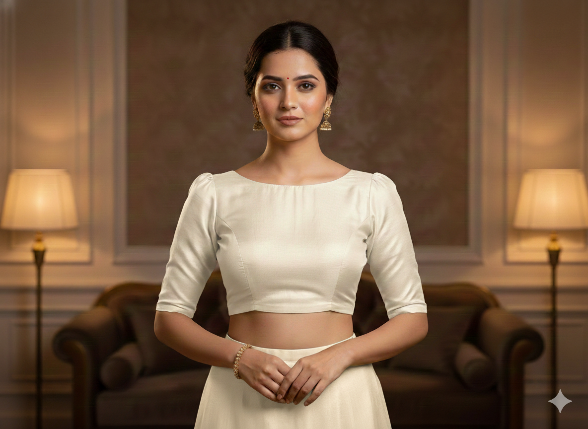 सफ़ेद सादा रंगने योग्य शुद्ध कच्चा रेशम कपड़ा