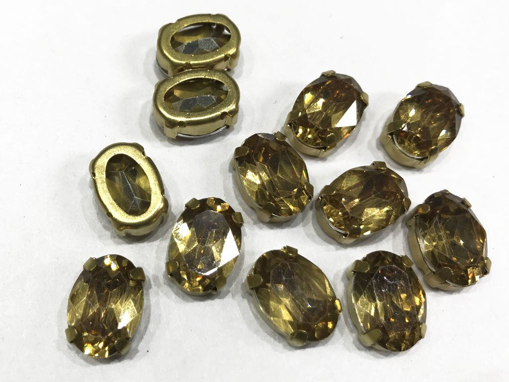 Golden LCT Oval Resin Stones with Catcher (14x10 mm) (Wholesale)