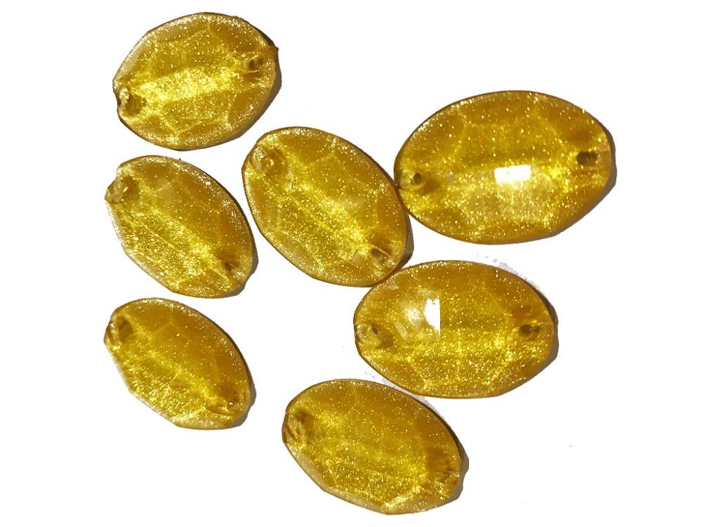 गोल्डन ओवल ज़री प्लास्टिक स्टोन (25x18 मिमी)