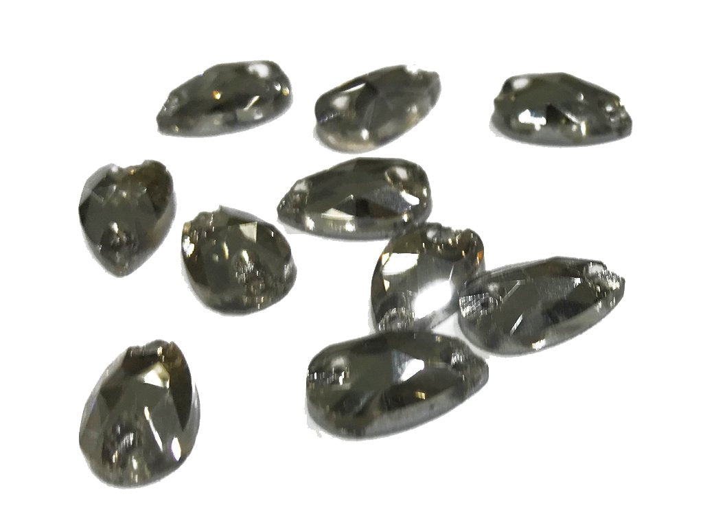 ग्रे ड्रॉप ग्लास स्टोन (12x6 मिमी) (थोक)