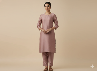 डस्टी लिलाक प्लेन बैंगलोर रॉ सिल्क फ़ैब्रिक (थोक)