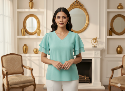 मिंट ब्लू प्लेन 60 ग्राम जॉर्जेट फ़ैब्रिक