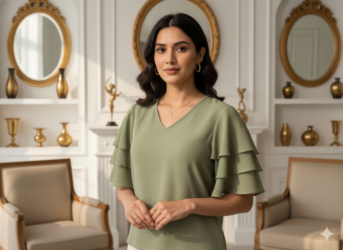 फ़र्न ग्रीन प्लेन 60 ग्राम जॉर्जेट फ़ैब्रिक