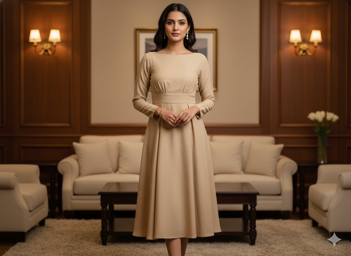 डेजर्ट ब्राउन प्लेन 60 ग्राम जॉर्जेट फ़ैब्रिक